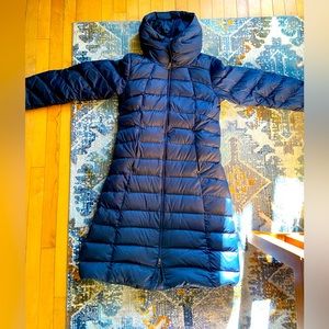 Down coat. Barely worn. Hood zips down into a high collar which is super cozy.
